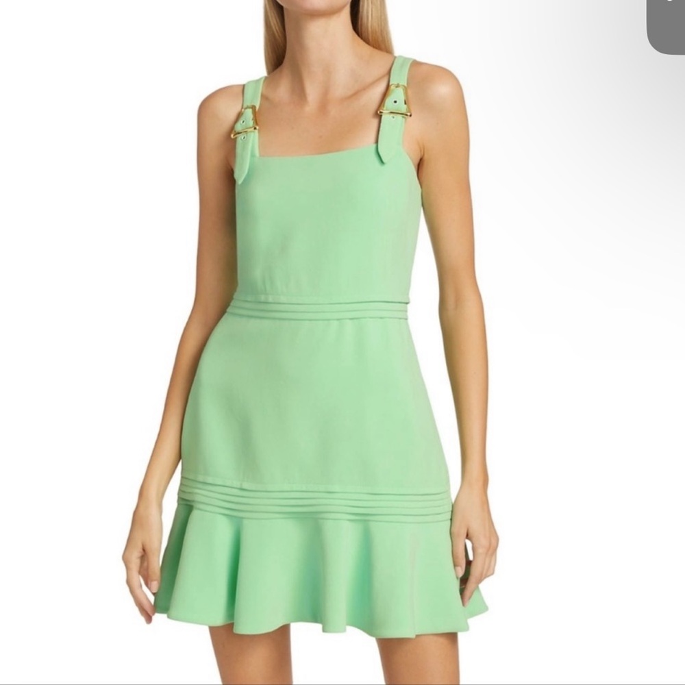 Jonathan Simkhai green Clara buckle strap mini dress